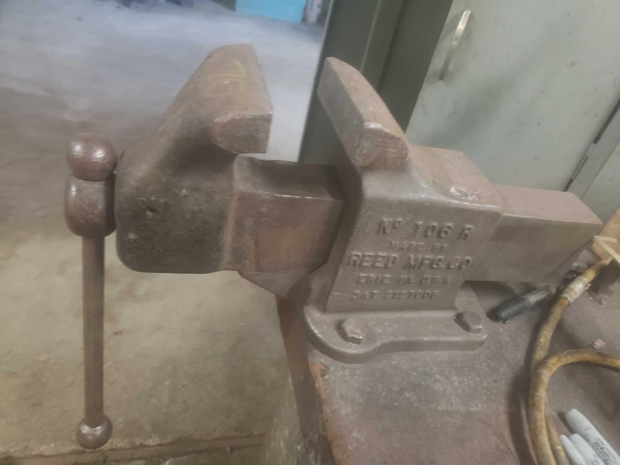 Heavy Duty Reed Bench Vice On Workbench Industrial Machinery