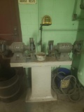 (2) Bench Grinders Mounted on Heavy Duty Stand