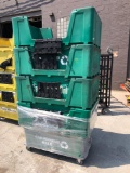 Stack of 4 Plastic Recycling Tubs on Casters 30 in deep, 45 in long, 30 in wide