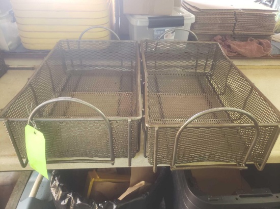 2 Vintage industrial steel hardware baskets