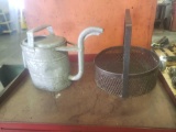 Vintage watercan and industrial shop basket