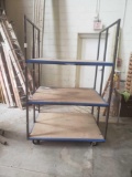 3 tier rolling shelf 42 inches L, 48 inches W, 78 inches H