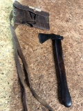 Vintage Wood Handle Throwing Ax w/leather case