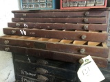 Vintage Freeman Supply Co Pattern Shop & Foundry Supplies Toledo, Oh 6 Drawer Wooden Filer w/ Lead