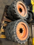 Set of 4 solid 8 lug Bobcat Tires