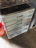 Metal cabinet with contents, 36 tall, 24 wide