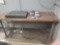 Solid wood top work bench with granite surface plate and grinding wheels