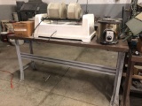 6ft x 2ft Vintage Wood Top Work Table w/ Metal Legs