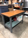 4ft x 2ft Wood top/metal base vintage work table