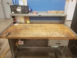 Nice steel work station with solid wood top contents included