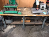 Vintage Wooden Butcher Block Top/Metal Legs Work Table