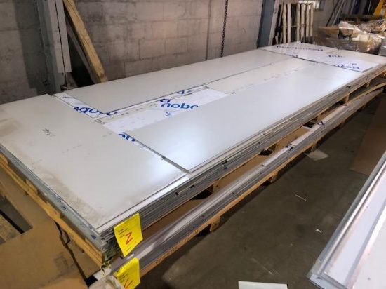 Pallet of ACM Composite Panel Remnants, color is Bright Silver Metallic. SKID Z