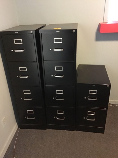 2-4 drawer filing cabinets and 1-2 drawer. All are Hon brand