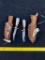 2- Custom made miniature knives with leather sheaths