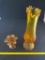 2- Amber Pieces of glass, both appear to be unmarked Fenton