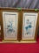 2- Framed, signed, matted pieces of art, Watercolor??? 11 x 20 inches