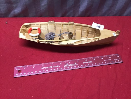 Wooden Scale Model Boat with accessories