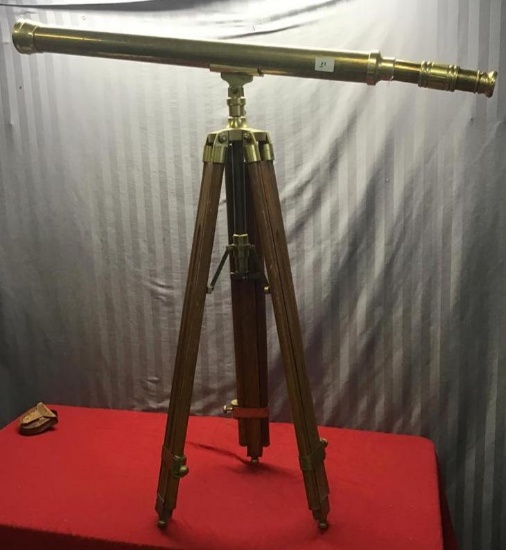 Antique Brass Telescope, on tripod, needs some tweaking, but appears usable