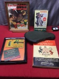 Soft Sided Gun case, and various vintage firearm related ephemera and advertising