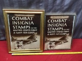 2- Framed Combat Insignia Stamp Books by The Cleveland Press
