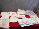 Large quantity of vintage embroidered lines, and pillow cases
