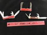 3 camp knives, Sharp, Colonial, and Ulster with Boy Scouts of America Logo