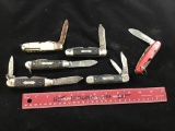 6- USA made camp knives, most are usable but will need a little TLC