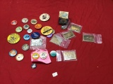 Collection of Button, some are campaign related, and metal stamps