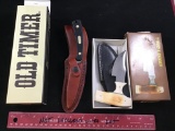 Old Timer Hunting Knife, (not USA) with box and T Handle Skinner knife w/ box