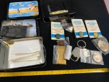 Schrade Pocket knife with tin and assorted pins, medals and more commemorative items