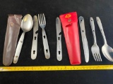 Hobo cutlery sets, one marked Boker, with Girl Scouts emblem