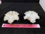 2- Silver Crest Fenton Ruffled Edge Candy Dishes