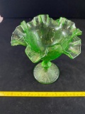 Stamped Fenton Ruffled Edge Compote