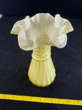 Fenton Ruffled Edge Vase, with Fenton Sticker still applied