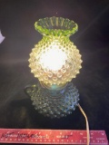 Green Fenton Hobnail Electric lamp, in working condition