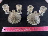 Pair of 2 light candle holders, appear to be Heisey