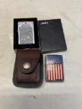 2- Zippo Lighters and one belt case
