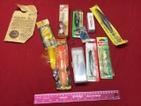 Collection of fishing lures, some vintage, many in original boxes