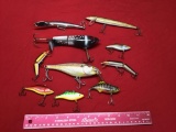 Selection of various fishing lures, some are quite large