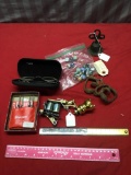 Starrett Punches, Homemade Tattoo Gun, Marbles, Spectacles, Ruler, and assorted cast iron