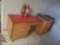 Red top desk, lamp, storage cabinet, fire extinguishers, and more see pics