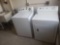 Washer, dryer, coat trees, cabinet, chairs, bathroom chairs and shopping cart