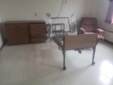 Hospital bed frame, recliner, and dressers on wheels