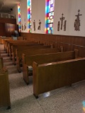7 church pews with front kneeling wall