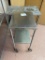3- stainless carts on casters, all 3 are 19 x 16 inches, 2 are 36 inches tall, one is 39 inches tall