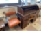 Vintage office chair and roll top desk with contents
