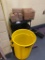 Brute commercial trash can, cart on casters and paper towels