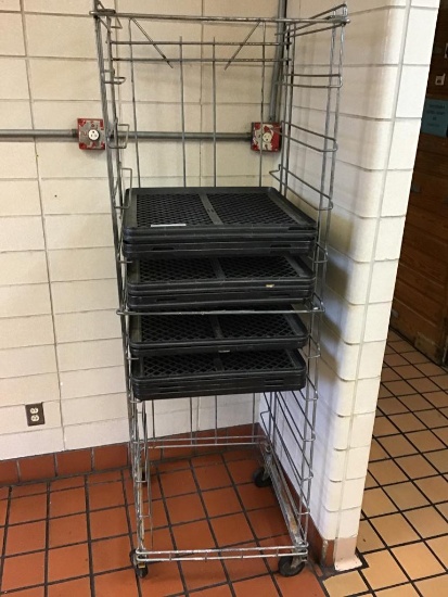 Bread cart on casters, with trays