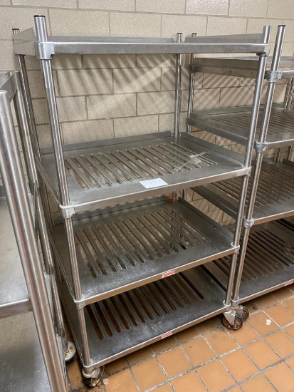 Stainless Steel Cart on casters, w/ fixed shelves, 36 in. wide, 27 in. deep, and 66 in. tall