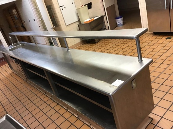 Built in serving (line) station, 16 foot long, 34 inches tall, 30 inches wide